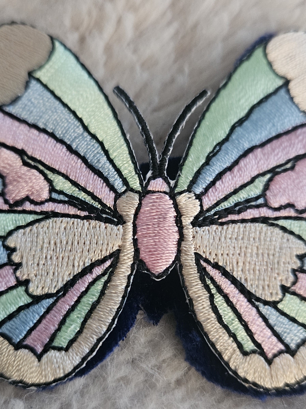Gorgeous Embroidered Pastel Butterfly - Beige, Pink, Mint & Blue Brooch